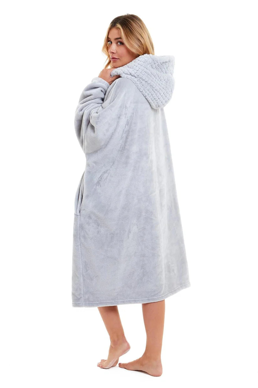 Oversized Women's Plush Hooded Poncho Blanket