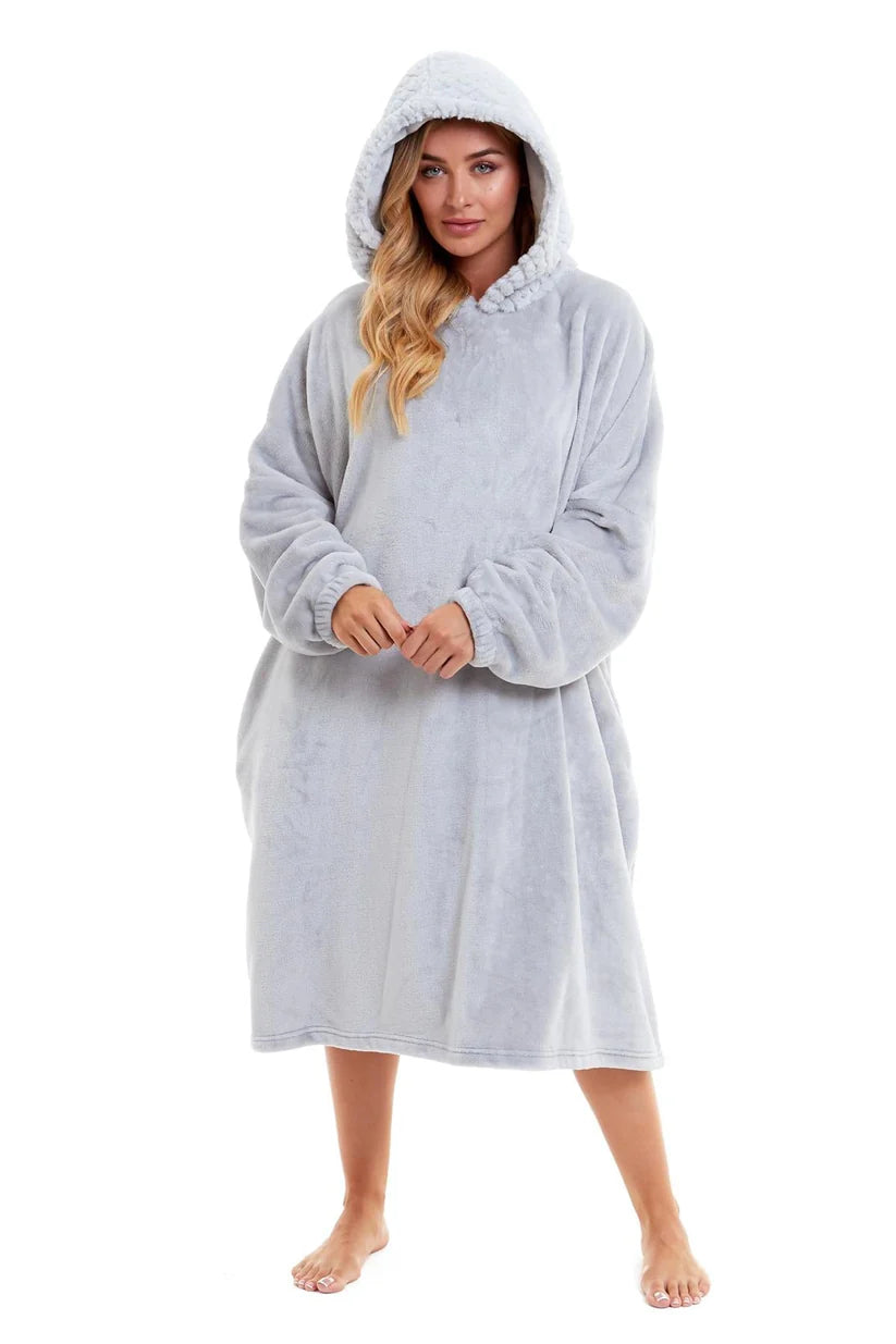 Oversized Women's Plush Hooded Poncho Blanket