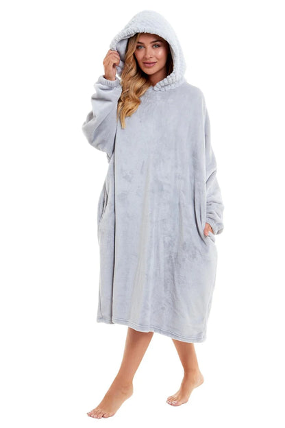 Oversized Women's Plush Hooded Poncho Blanket