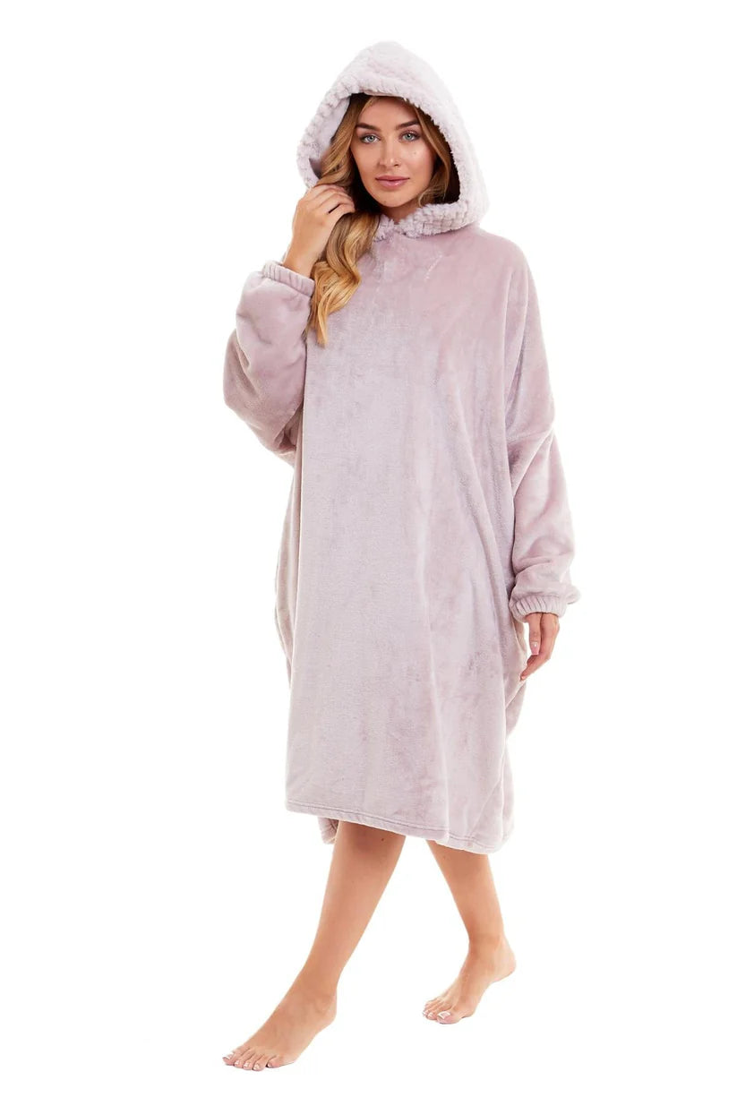 Oversized Women's Plush Hooded Poncho Blanket