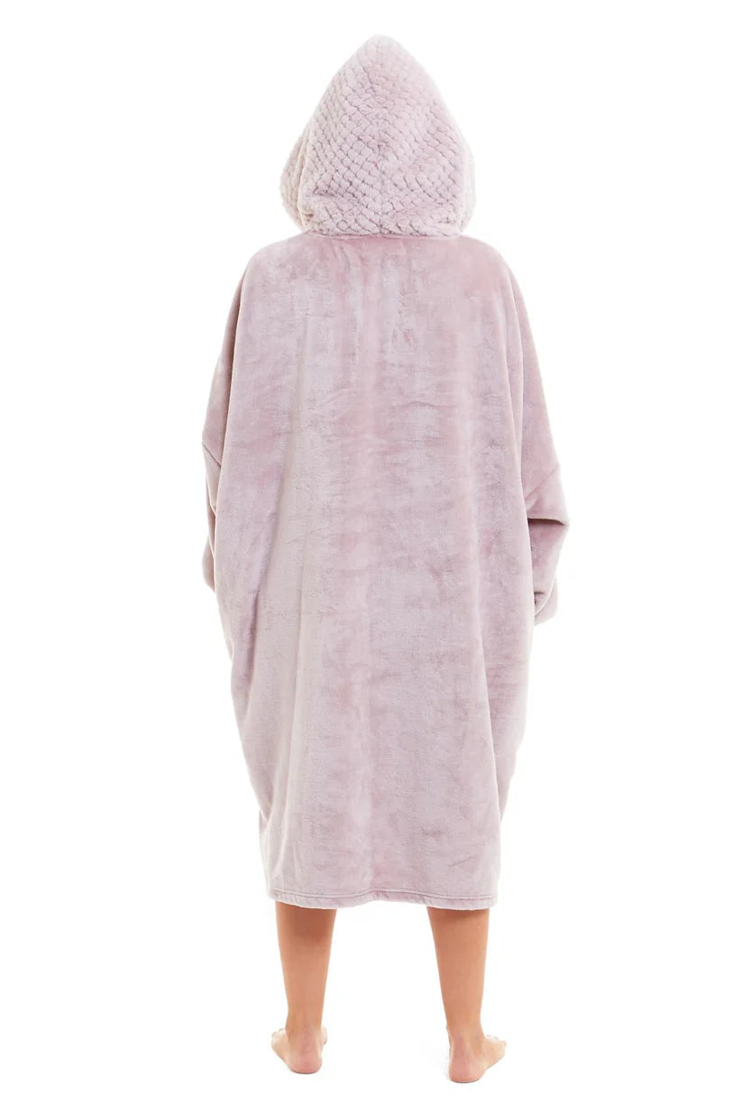 Oversized Women's Plush Hooded Poncho Blanket