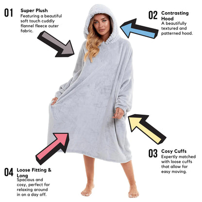 Oversized Women's Plush Hooded Poncho Blanket