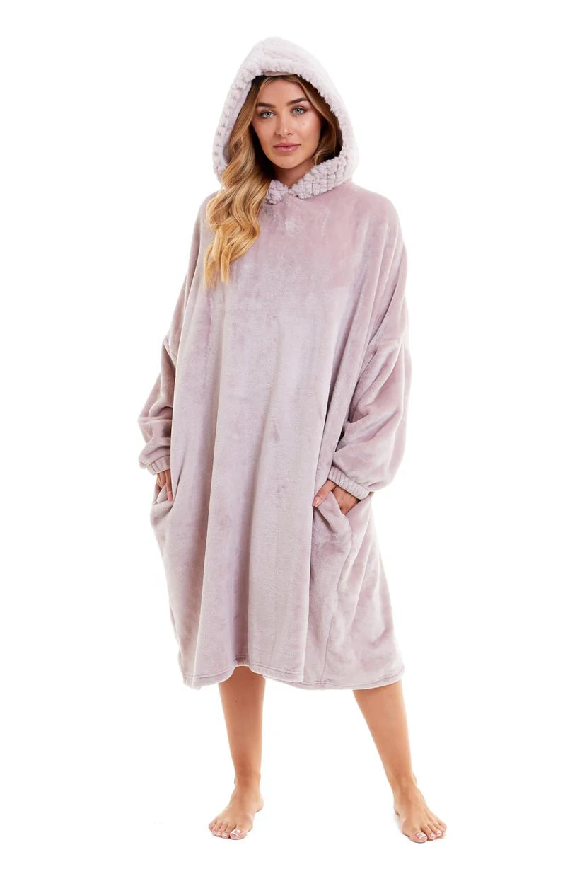Oversized Women's Plush Hooded Poncho Blanket