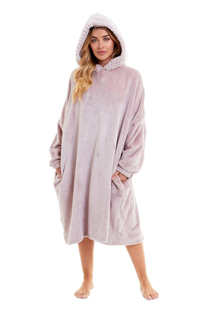 Oversized Women's Plush Hooded Poncho Blanket