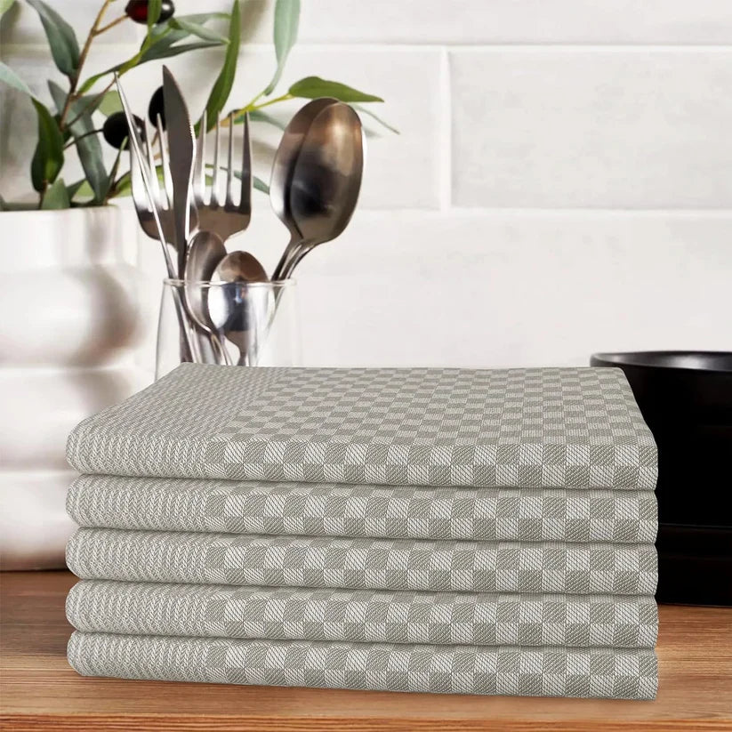 Pack of 5 Large Super Absorbent 100% Cotton Tea Towels