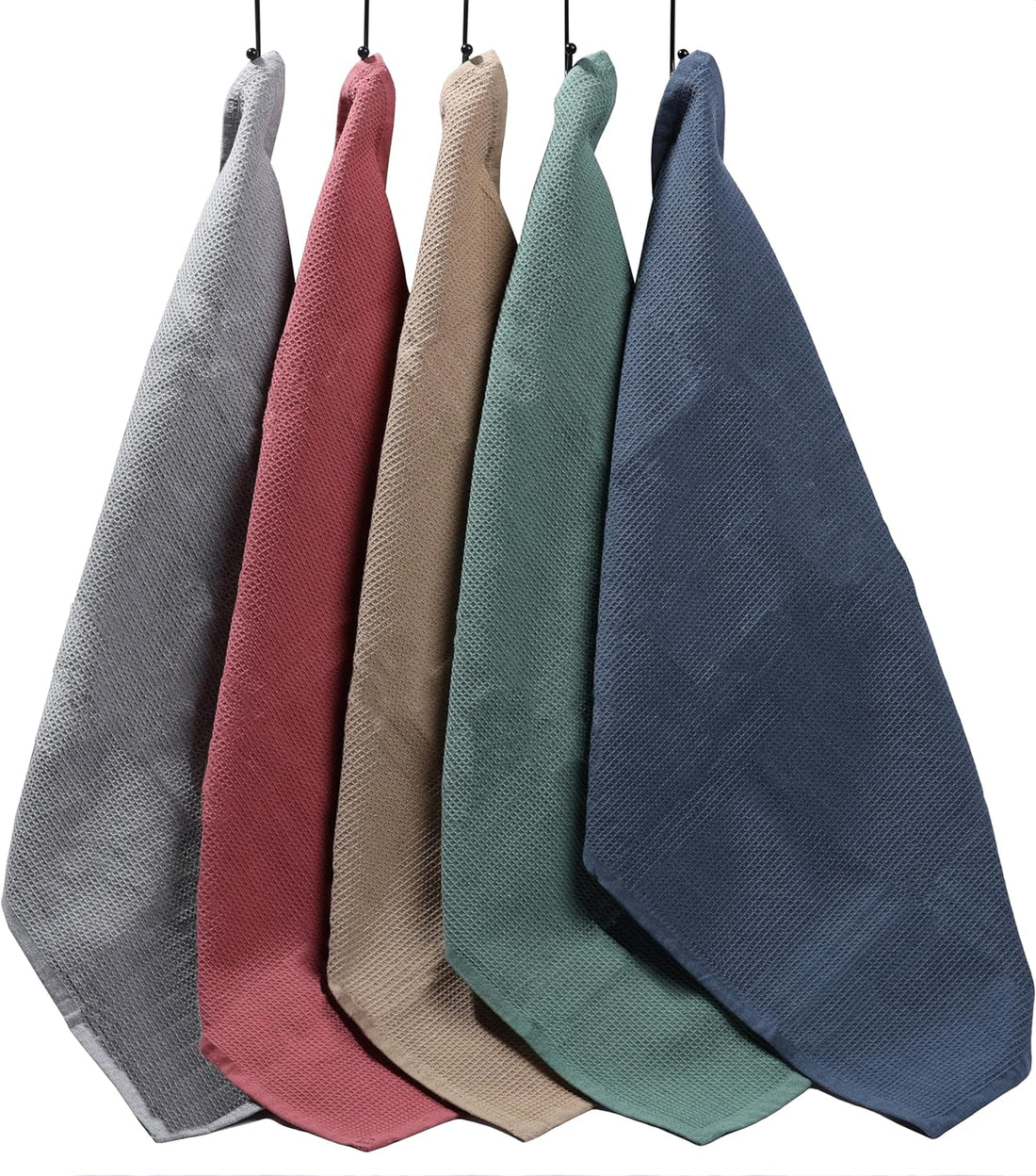 Pack of 5 Ultra Absorbent Waffle Kitchen Tea Towels High-Quality Soft Cotton Assorted Colours