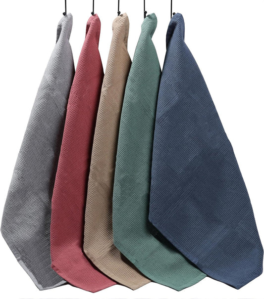 Pack of 5 Ultra Absorbent Waffle Kitchen Tea Towels High-Quality Soft Cotton Assorted Colours