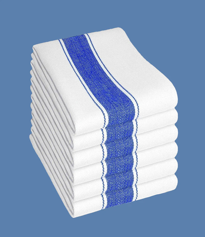 Pack of 6 Herringbone 100 Cotton High Absorbency Tea Towels