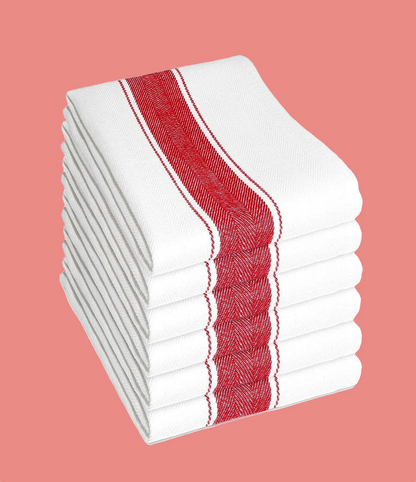 Pack of 6 Herringbone 100 Cotton High Absorbency Tea Towels