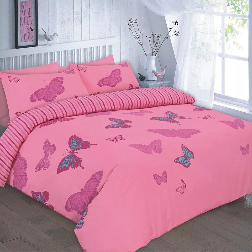Beautiful ELSA Butterfly Duvet Cover with Pillowcases Reversible Bedding Set