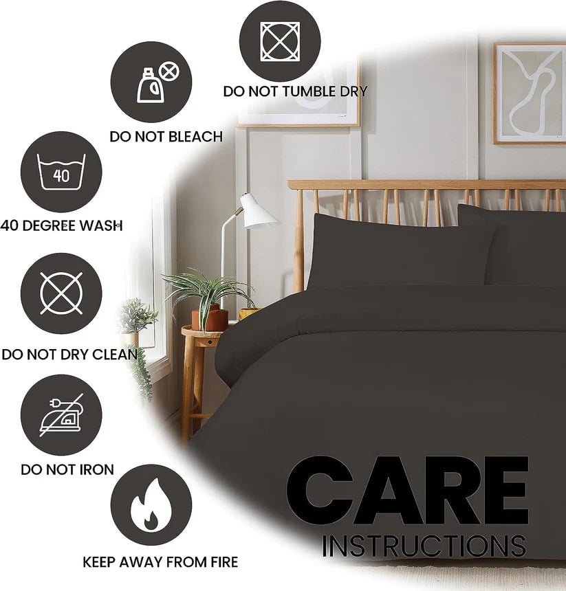 Plain Dye Luxurious Super Soft Duvet Set with Zipper Closure Easy Care Bed Linen