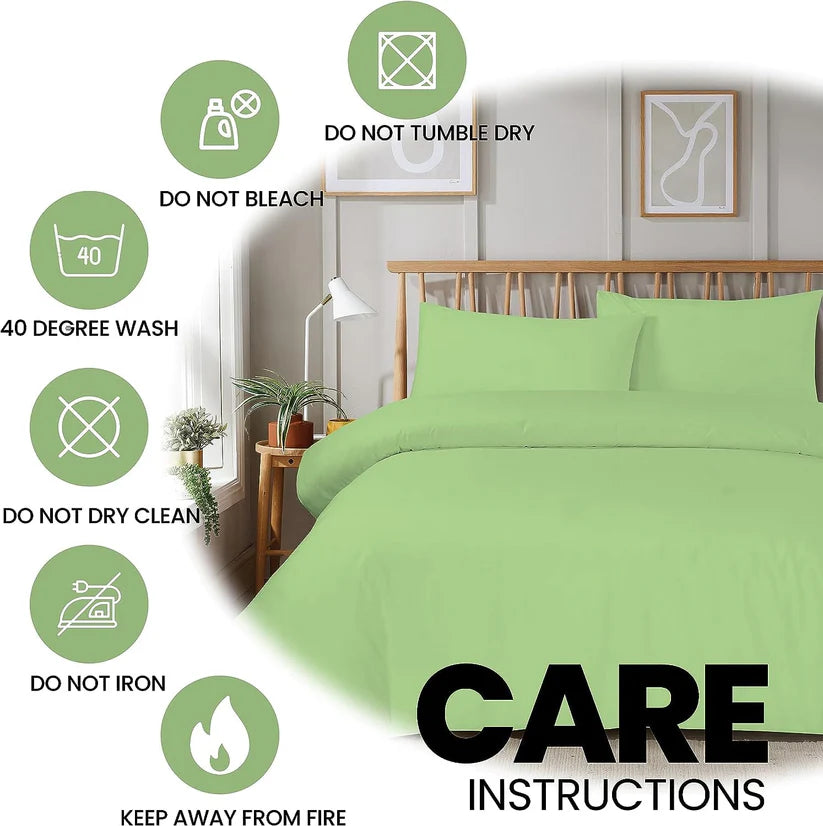 Plain Dye Luxurious Super Soft Duvet Set with Zipper Closure Easy Care Bed Linen