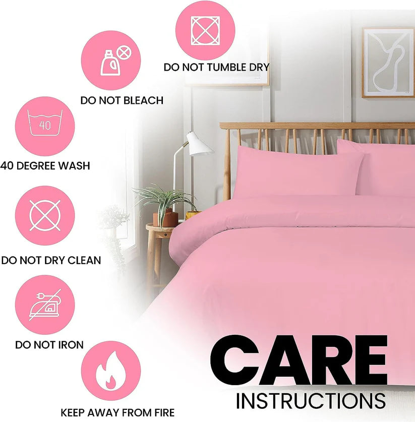 Plain Dye Luxurious Super Soft Duvet Set with Zipper Closure Easy Care Bed Linen