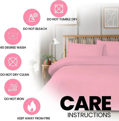 Plain Dye Luxurious Super Soft Duvet Set with Zipper Closure Easy Care Bed Linen