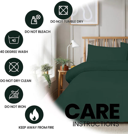 Plain Dye Luxurious Super Soft Duvet Set with Zipper Closure Easy Care Bed Linen