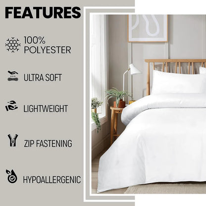 Plain Dye Luxurious Super Soft Duvet Set with Zipper Closure Easy Care Bed Linen