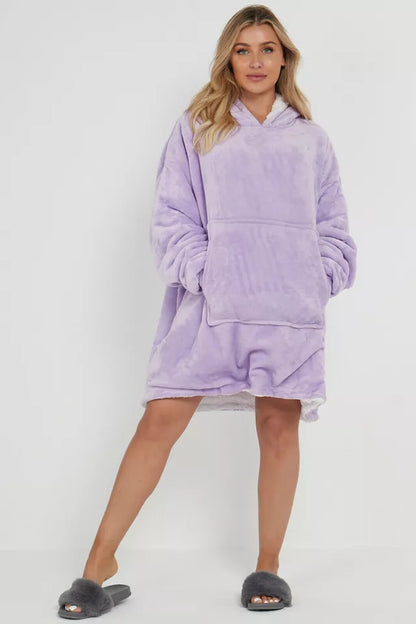 Oversized HOODIE HOODED Blanket Plush SHERPA TEDDY Fleece Sweatshirt With Pocket