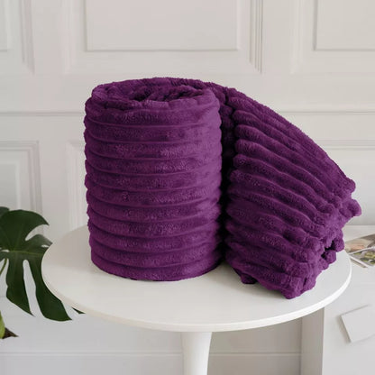Ribbed Throws Fleece Blanket Chunky Cord Faux Fur Large Size Sofa Bed Soft Warm