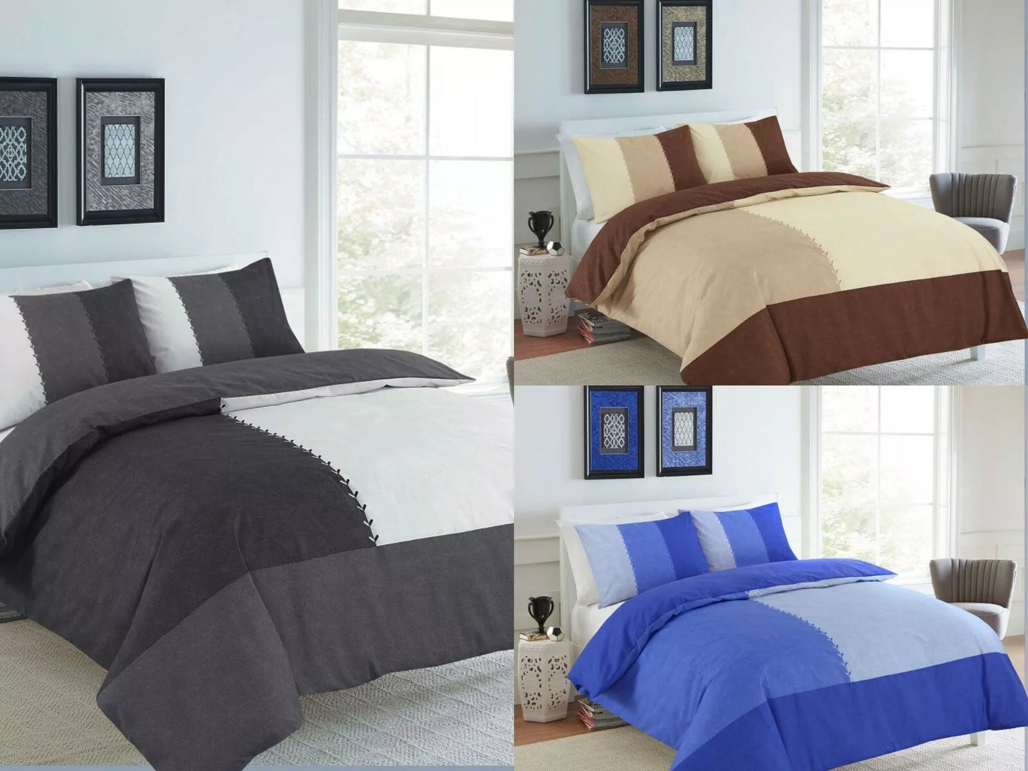 Poly-cotton Suede Patch Duvet Cover Set Bedding Set Quilt Cover With Pillowcases