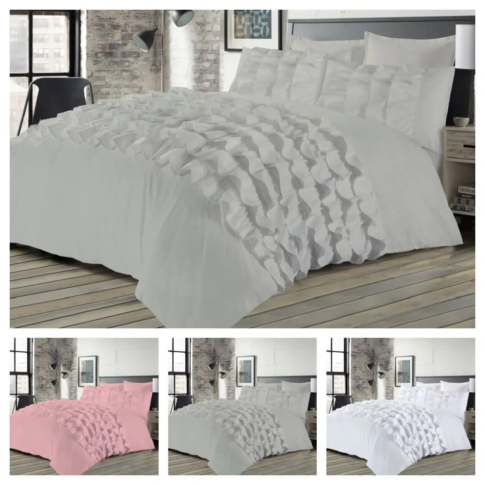 Priscilla Duvet Cover Set Frill All Sizes 3 Colours