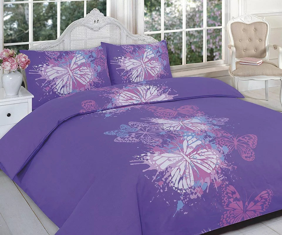 Butterfly Printed Duvet Cover Set 3 Colours