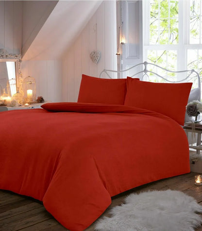 Flannelette 100% Brushed Cotton Duvet Quilt Cover Set All Sizes