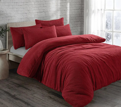 Teddy Fleece Duvet Cover Quilt Bedding Set with Pillow Case Warm & Cosy