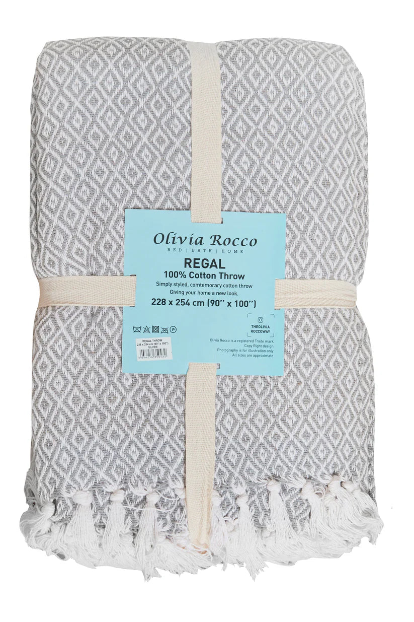 Regal Handwoven Pure Cotton Throw Blanket with Diamond Geometric Pattern