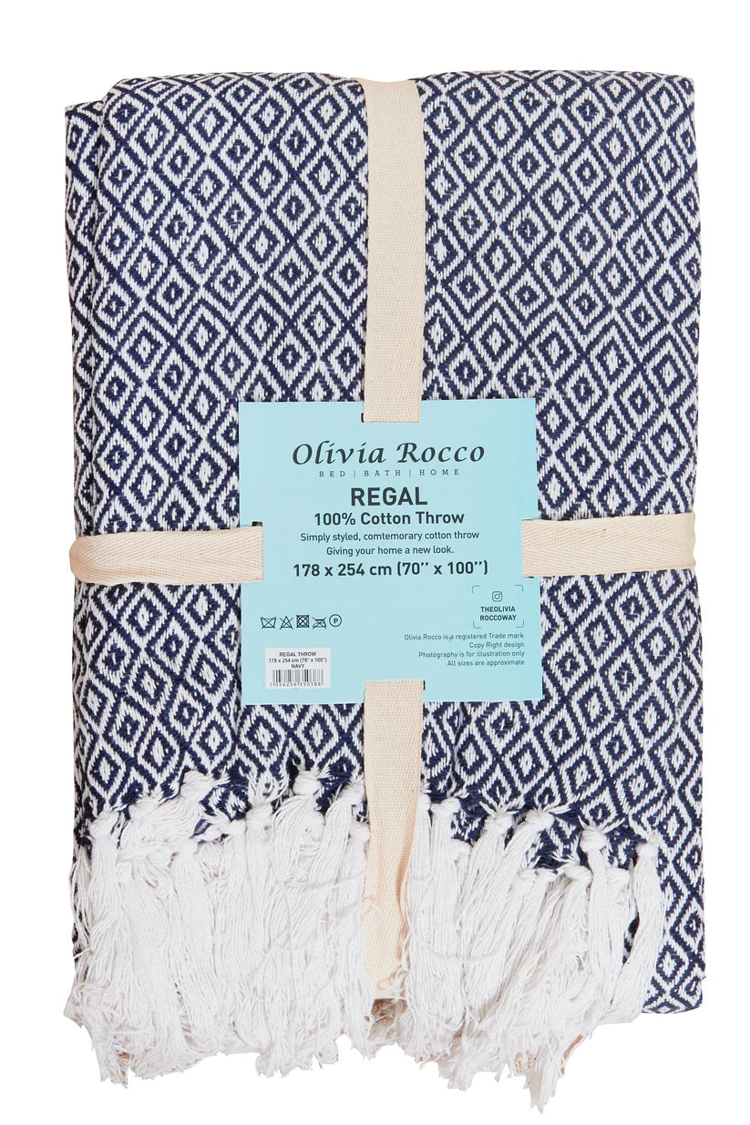 Regal Handwoven Pure Cotton Throw Blanket with Diamond Geometric Pattern