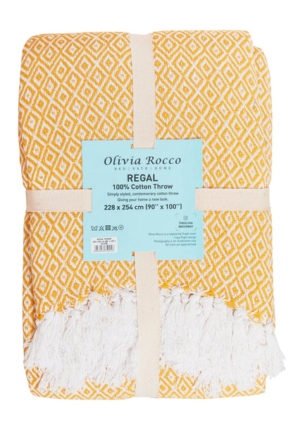 Regal Handwoven Pure Cotton Throw Blanket with Diamond Geometric Pattern