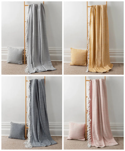 Regal Handwoven Pure Cotton Throw Blanket with Diamond Geometric Pattern