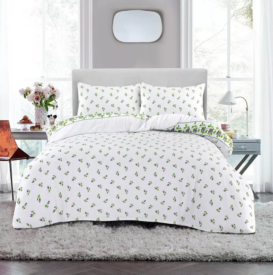 Flannelette 100% Brushed Cotton Duvet Quilt Cover Set All Sizes
