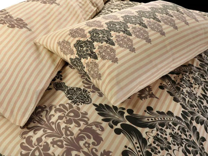 Duvet Cover Set Printed Floral Reversible Stripe Tanya Quilt Cover Bedding Set