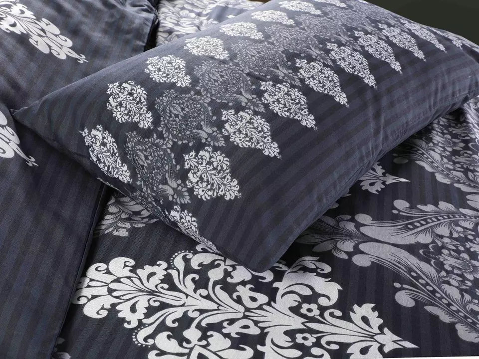 Duvet Cover Set Printed Floral Reversible Stripe Tanya Quilt Cover Bedding Set