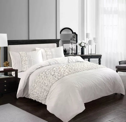 New Aurora Duvet Cover Set Ruffled Lace Sequence Easy Care Polycotton Pillowcase