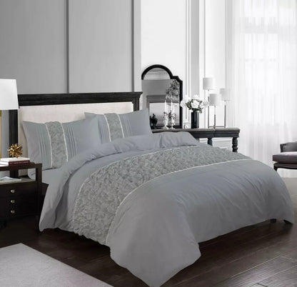 New Aurora Duvet Cover Set Ruffled Lace Sequence Easy Care Polycotton Pillowcase