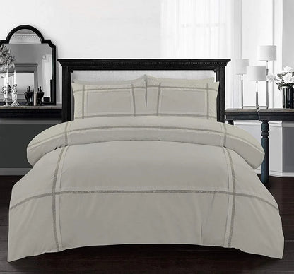 Eva Lace Duvet Cover Set With Pillow Cases Diamante Lacework Quilt Bedding Sets