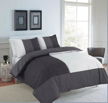 Poly-cotton Suede Patch Duvet Cover Set Bedding Set Quilt Cover With Pillowcases
