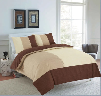 Poly-cotton Suede Patch Duvet Cover Set Bedding Set Quilt Cover With Pillowcases
