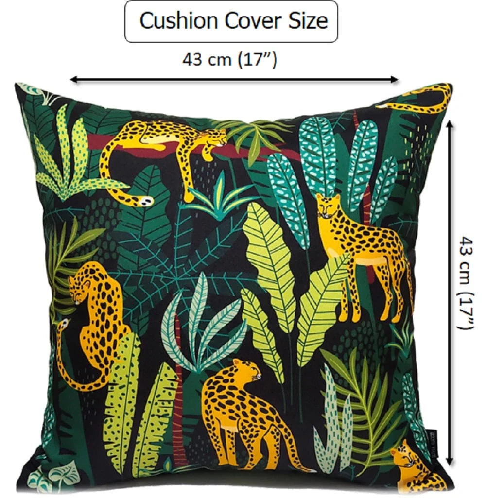Safari Outdoor Waterproof Cushions 43x43cm Premium Comfort Durable Hollow-Fibre Filled Water-Resistant Stylish Decor for Patio Garden Beach Travel