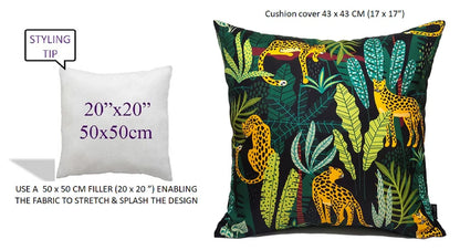 Safari Outdoor Waterproof Cushions 43x43cm Premium Comfort Durable Hollow-Fibre Filled Water-Resistant Stylish Decor for Patio Garden Beach Travel