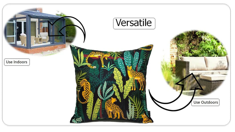 Safari Outdoor Waterproof Cushions 43x43cm Premium Comfort Durable Hollow-Fibre Filled Water-Resistant Stylish Decor for Patio Garden Beach Travel