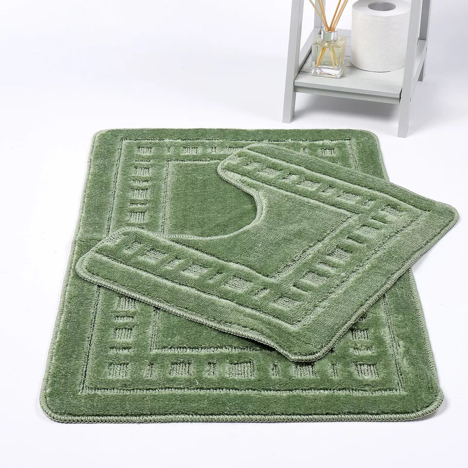 Diem 2 Piece Bath Mat & Pedestal Set Non Slip 8 Colours