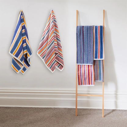 Set of 6 Eco-Friendly Striped Towels 100 Percent Recycled Cotton Quick Dry Absorbent