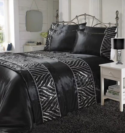 Fancy SHIMMER Diamante Duvet/Quilt Bedding Cover Set with Pillowcases UK Sizes