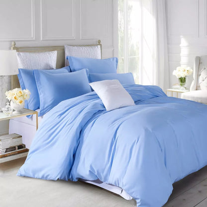 Plain Quilt Duvet Cover Bedding Set Pillowcase Pair Single Double King S King
