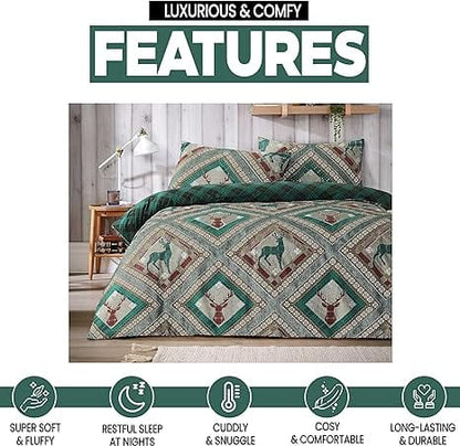 Stag Printed Reversible Polycotton Duvet Cover Set