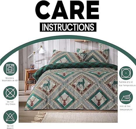 Stag Printed Reversible Polycotton Duvet Cover Set