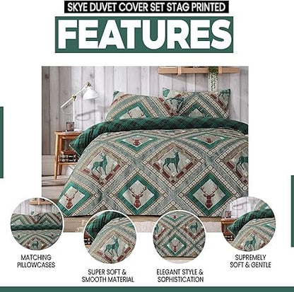 Stag Printed Reversible Polycotton Duvet Cover Set