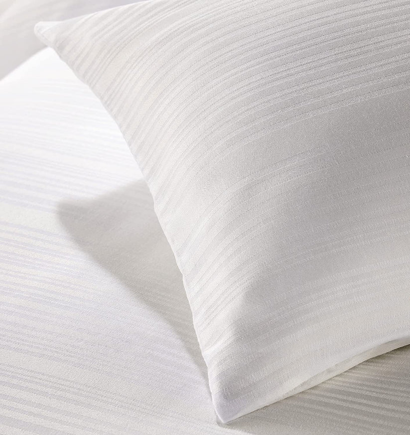 Stripe Jacquard Reversible Cotton Blend Duvet Cover Set